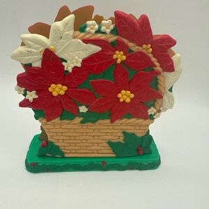 VTG Avon Poinsettia Christmas Holiday Plastic Napkin Holder